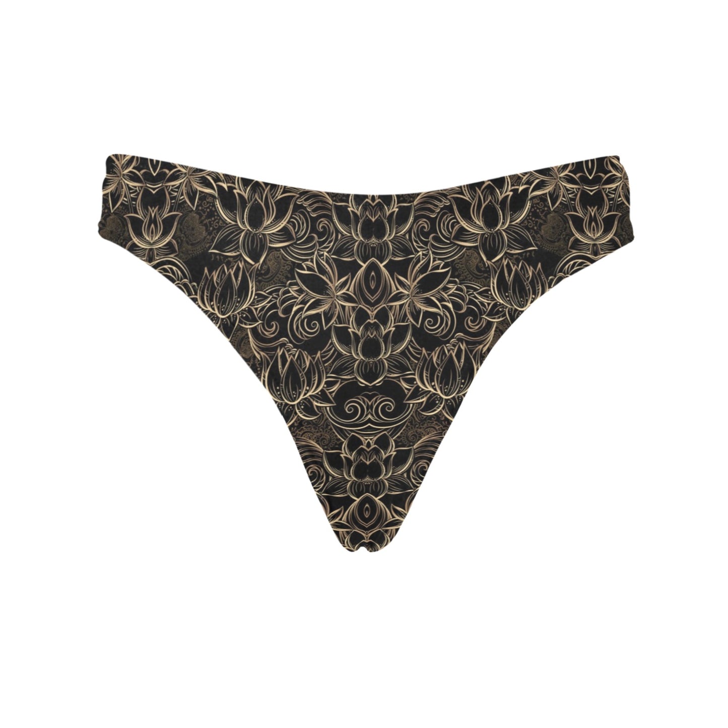 Lotus Gold Mandala Design Themed Women's Thongs