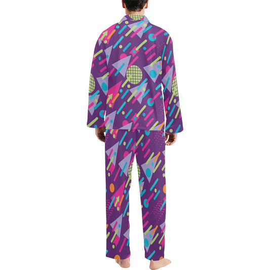 90s Pattern Print Design 4 Men's Long Pajama Set