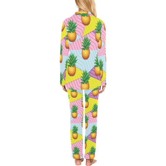 Pineapple Pattern Print Design PP05 Women's Long Pajama Set