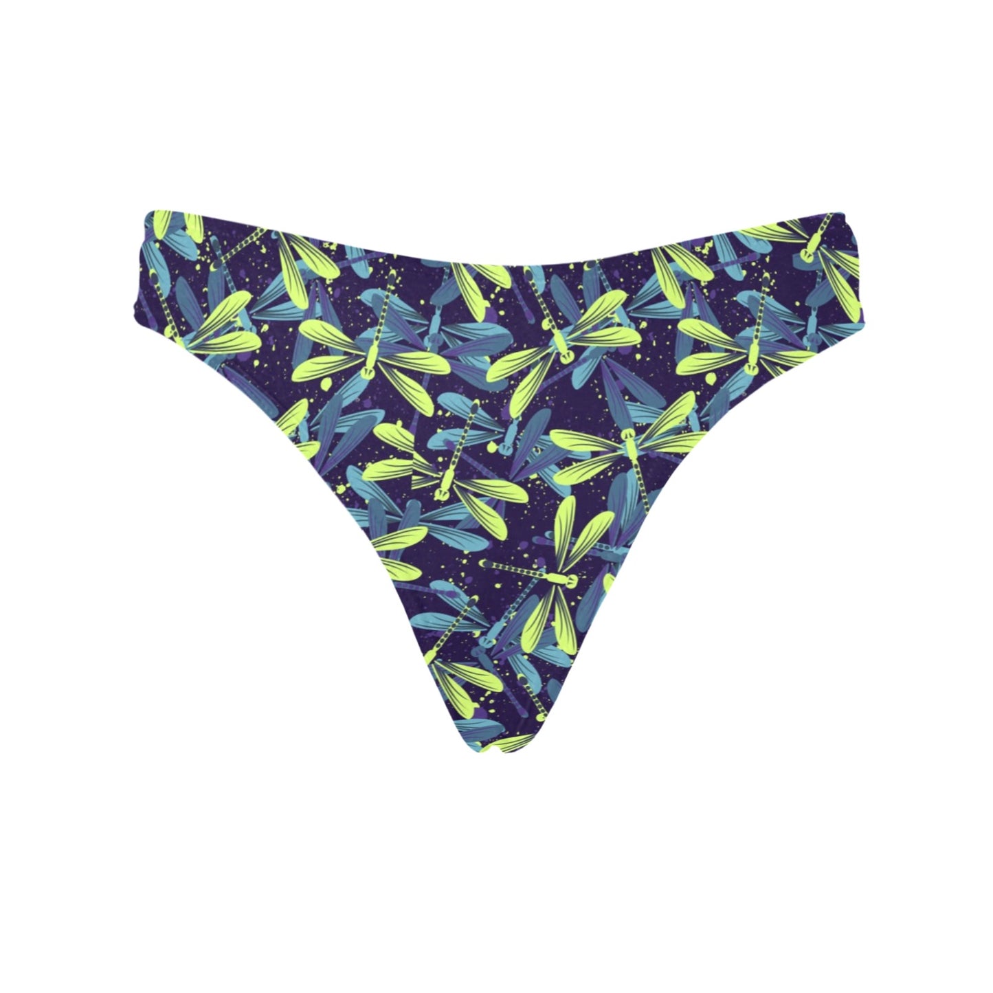 Dragonfly Lime Blue Print Pattern Women's Thongs