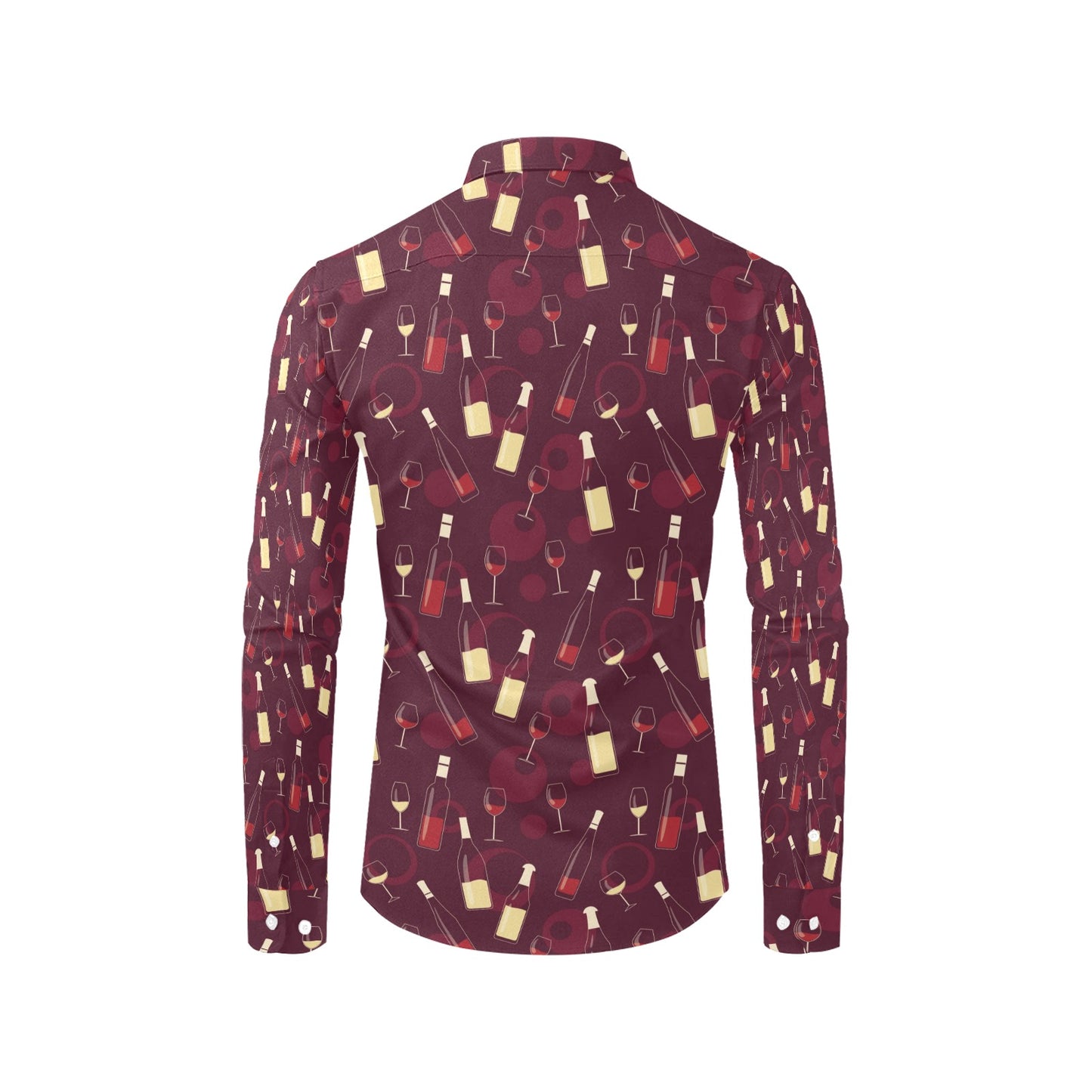 Wine Themed Print Design LKS302 Men's Long Sleeve Dress Shirt