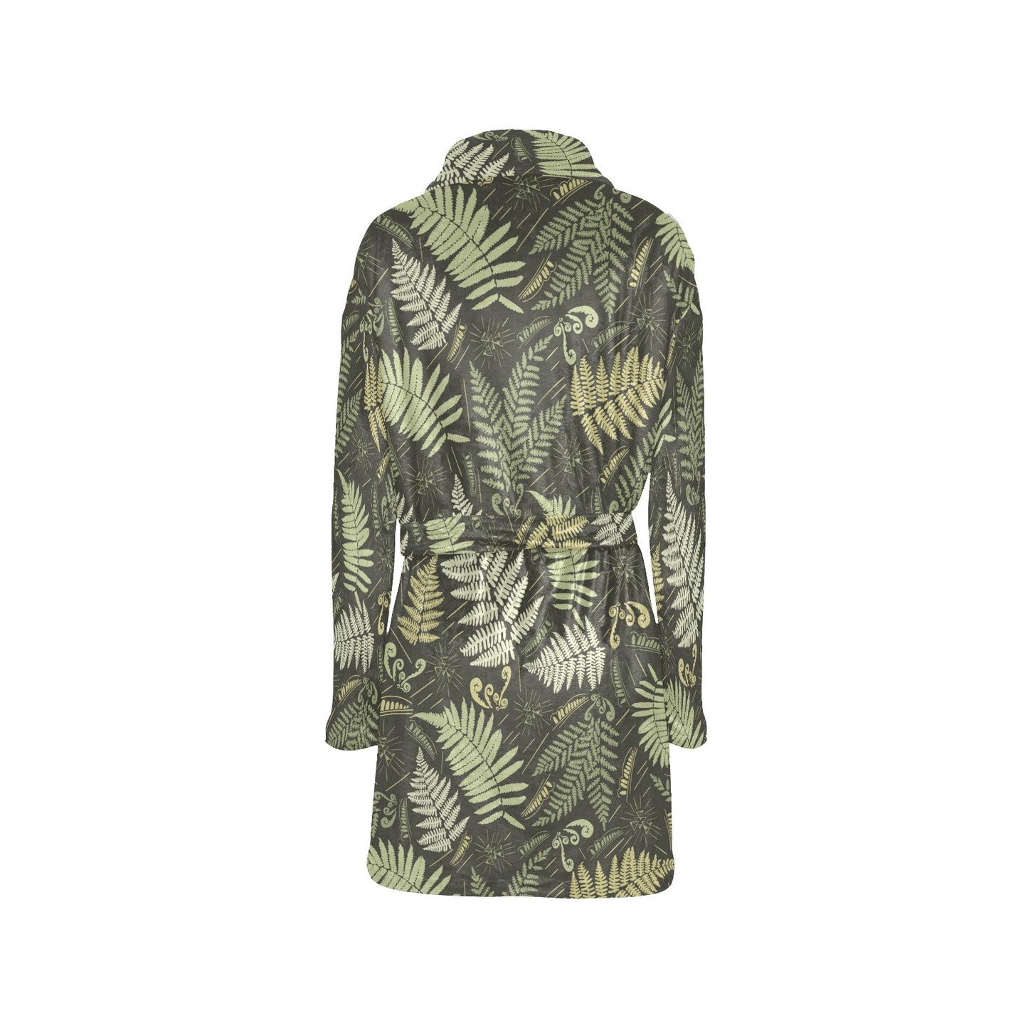 Fern Leave Green Print Pattern Women's Fleece Robe