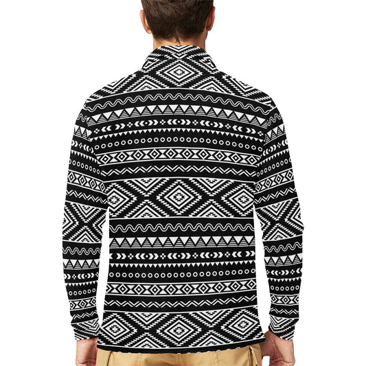 Tribal Pattern Print Design LKS301 Long Sleeve Polo Shirt For Men's