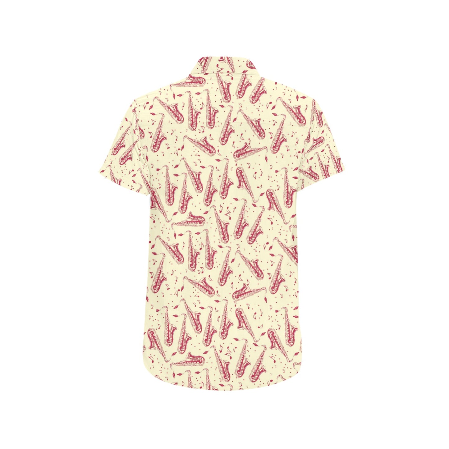 Saxophone Print Design LKS402 Men Short Sleeve Button Up Shirt