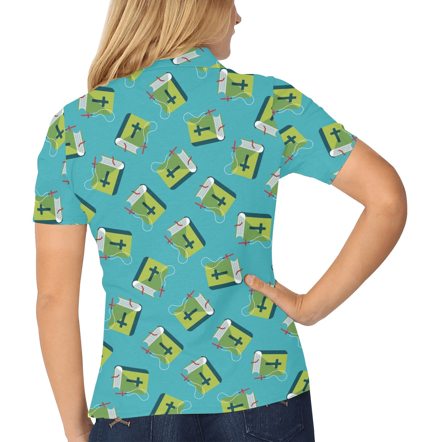 Bible Pattern Print Design 01 Women's Polo Shirt