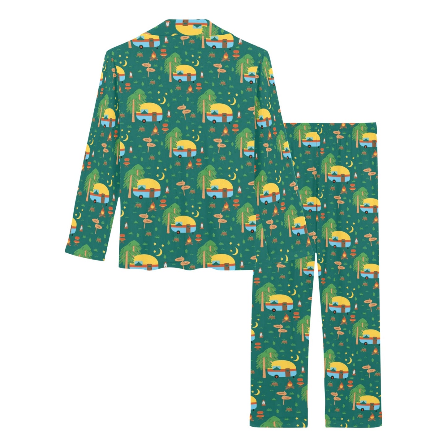 Camping Camper Pattern Print Design 06 Women's Long Pajama Set