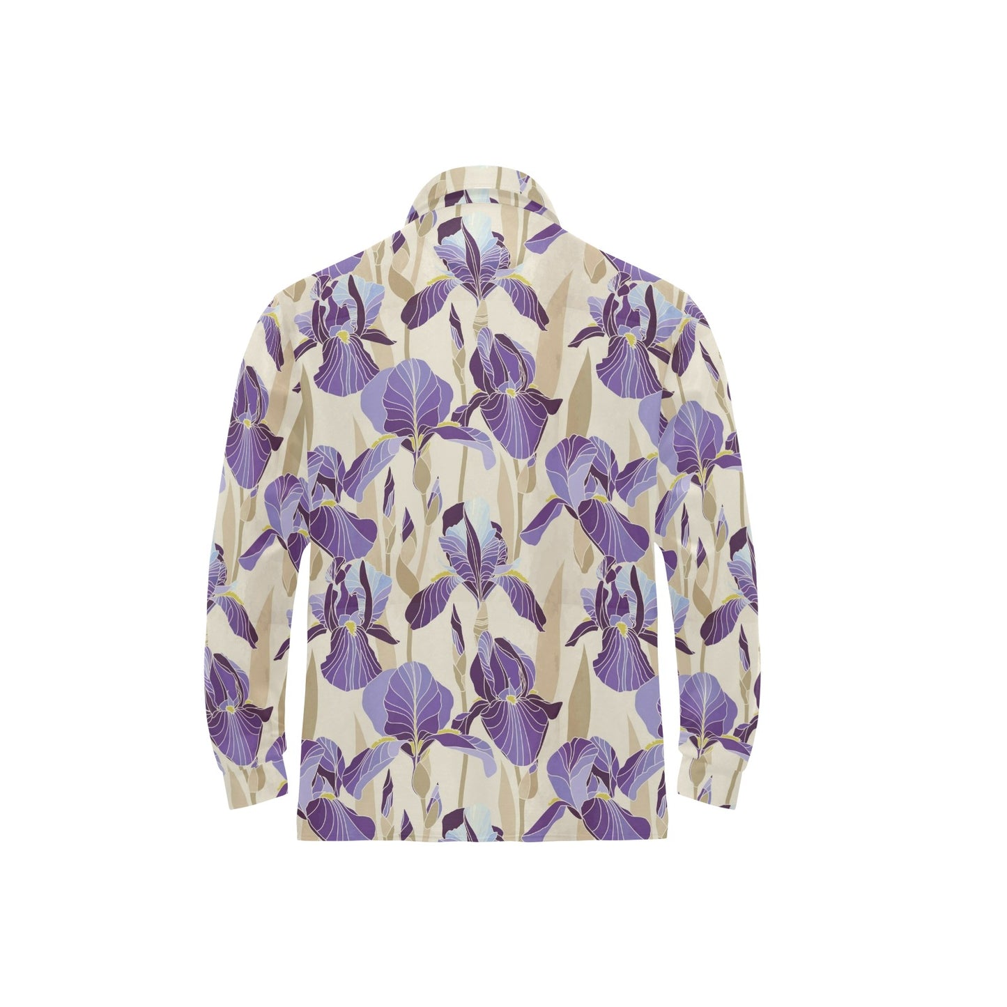 Iris Pattern Print Design IR02 Long Sleeve Polo Shirt For Men's