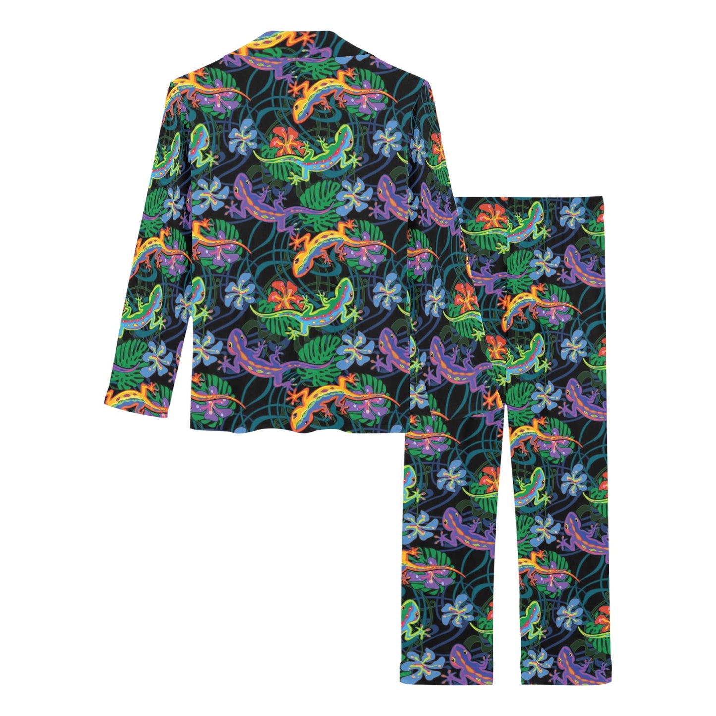 Gecko Colorful Pattern Print Design 01 Women's Long Pajama Set