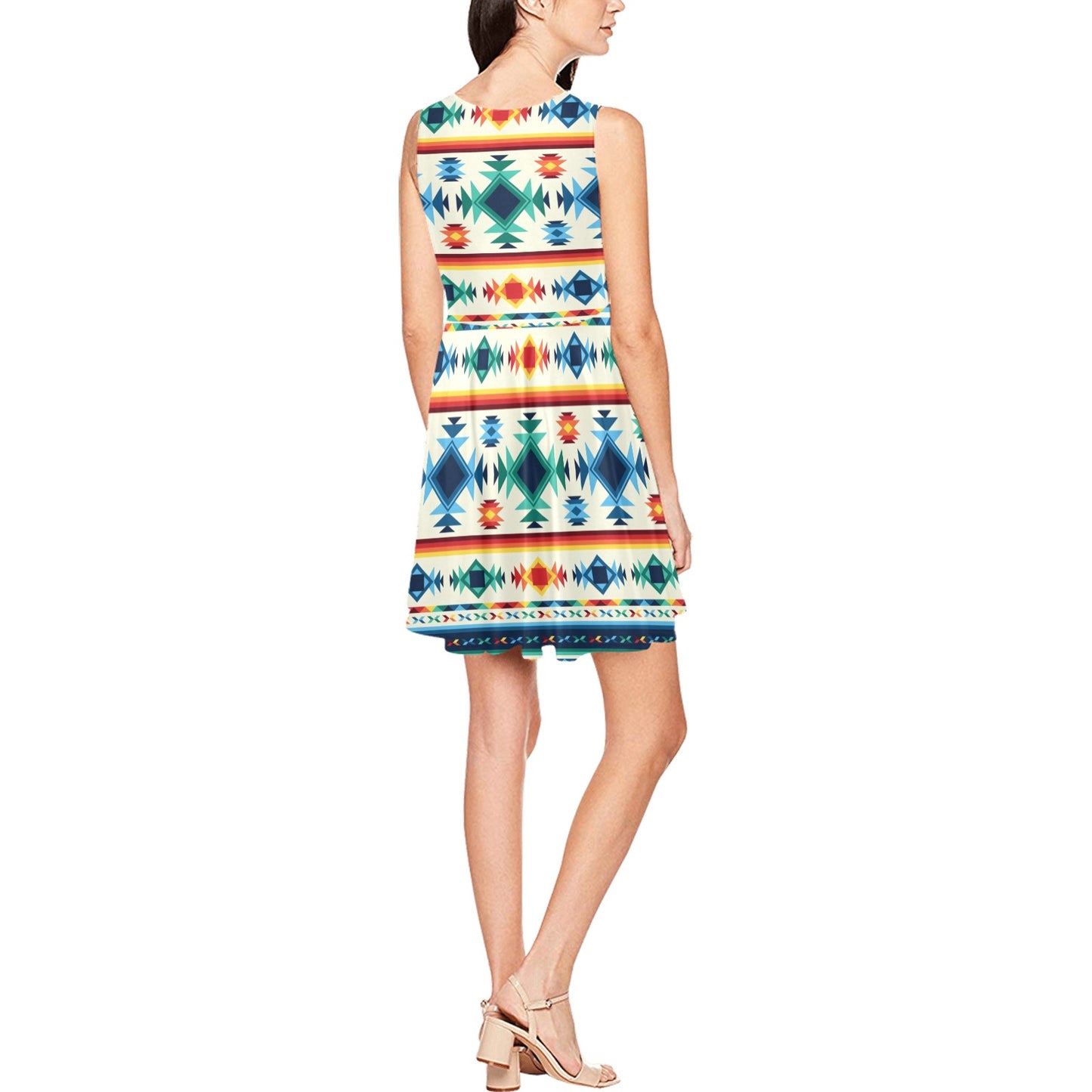 Aztec Pattern Print Design 02 Sleeveless Dress
