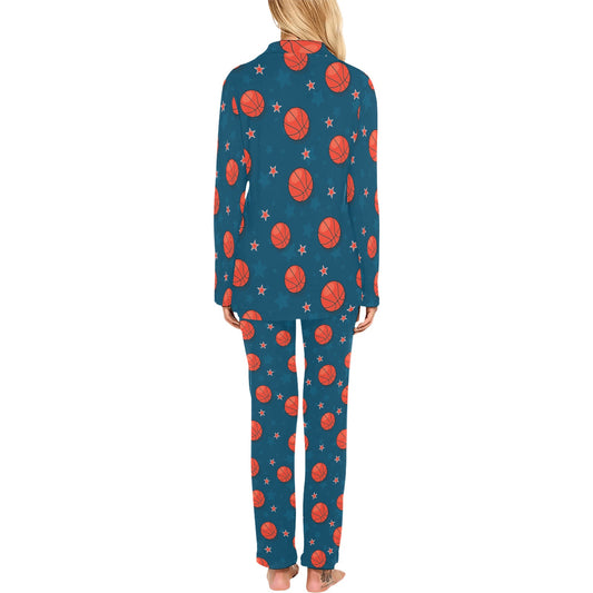 Basketball Pattern Print Design 02 Women's Long Pajama Set