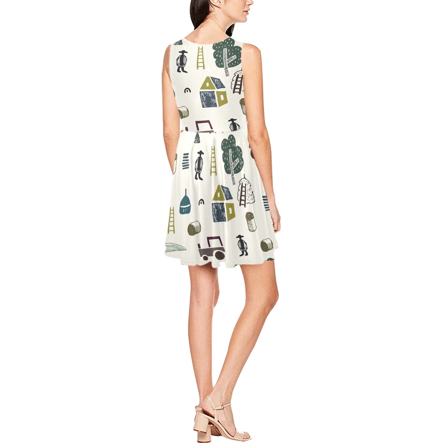 Agricultural Farm Print Design 01 Sleeveless Dress