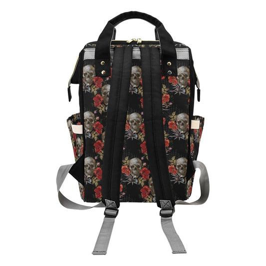 Spider Web Skull Rose Print Design LKS305 Diaper Bag Backpack
