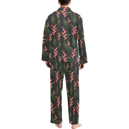 Heliconia Pattern Print Design HL07 Men's Long Pajama Set