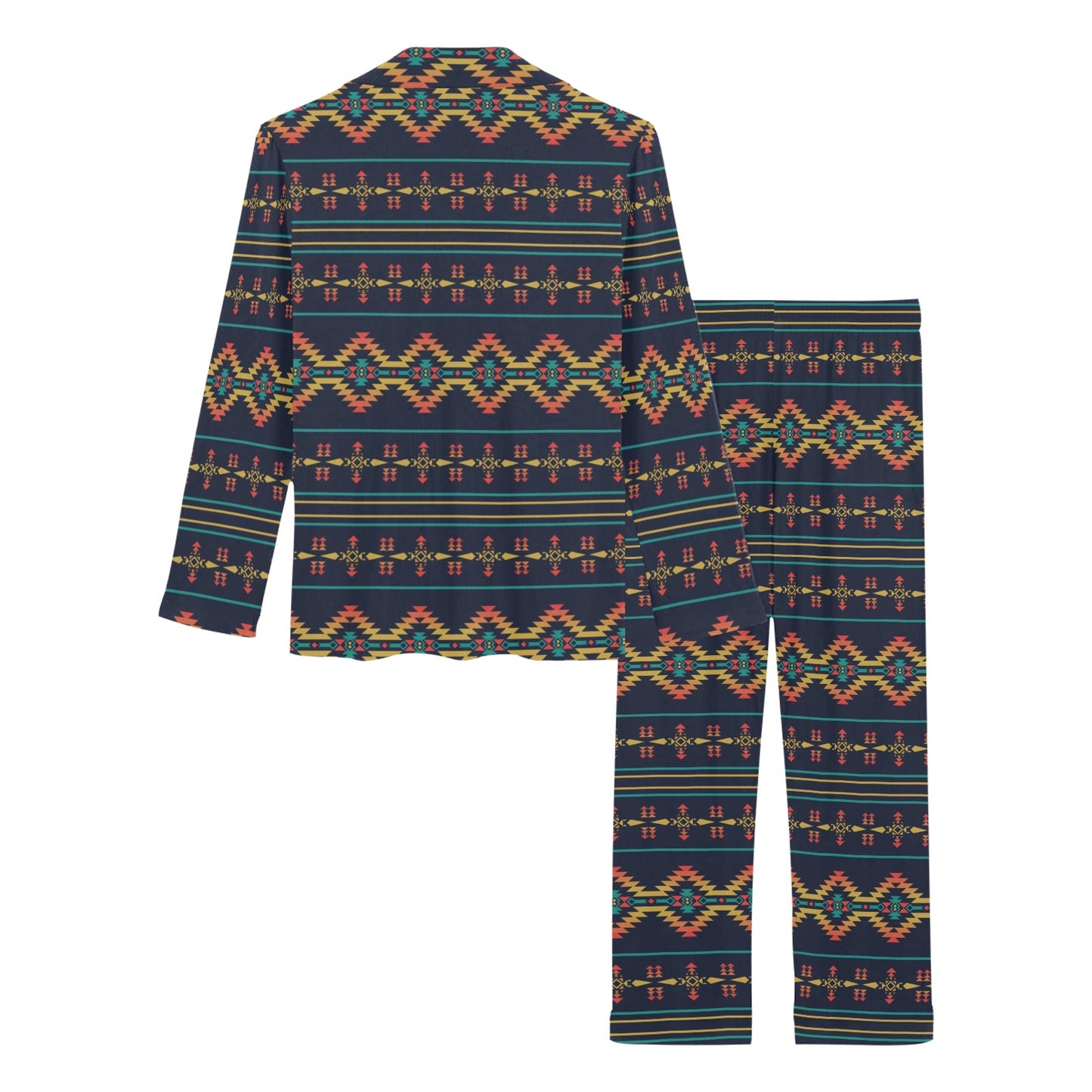 Southwest American Design Themed Print Women's Long Pajama Set