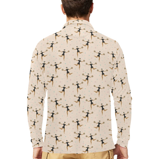 Cheerleader Pattern Print Design 03 Long Sleeve Polo Shirt For Men's
