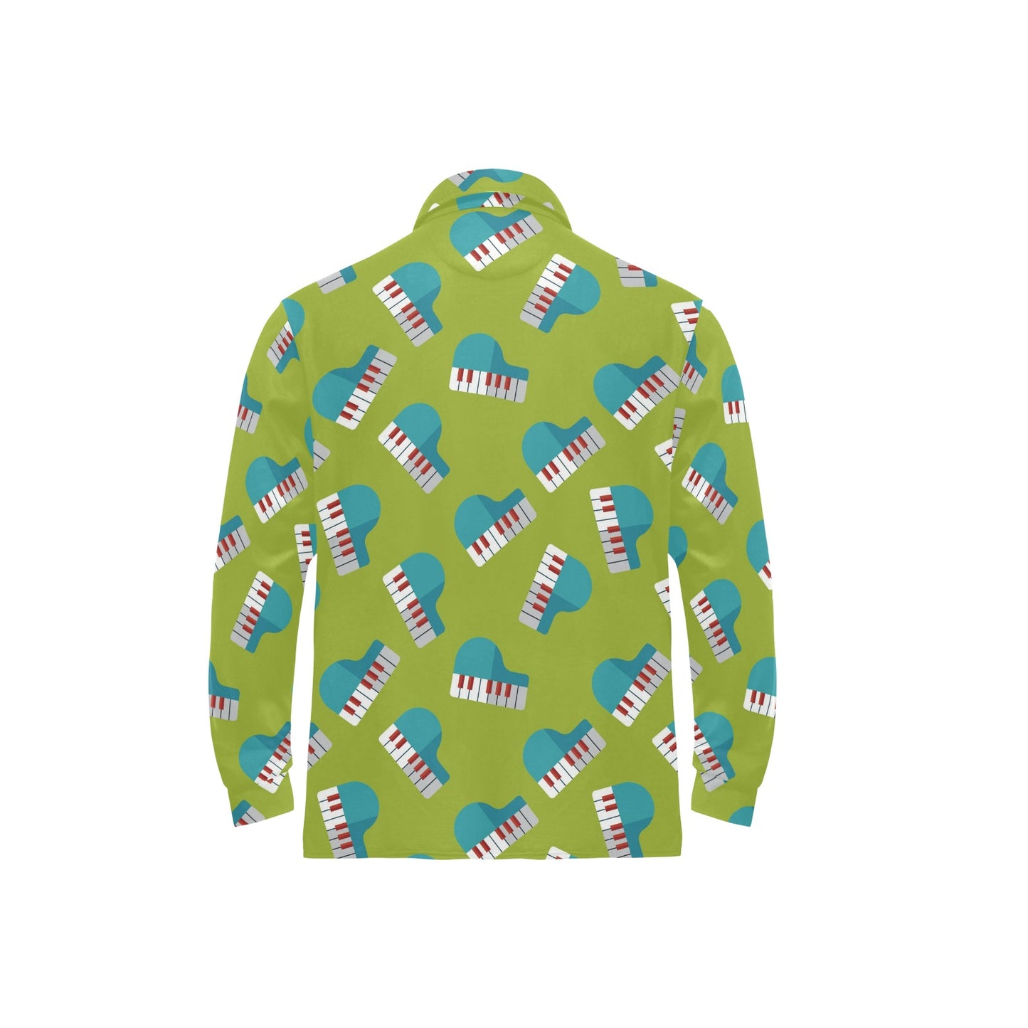 Piano Pattern Print Design 03 Long Sleeve Polo Shirt For Men's