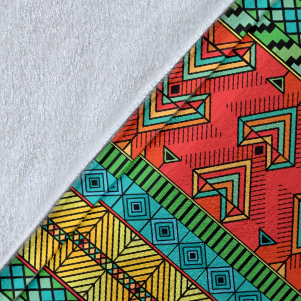 African Colorful Zigzag Print Pattern Fleece Blanket