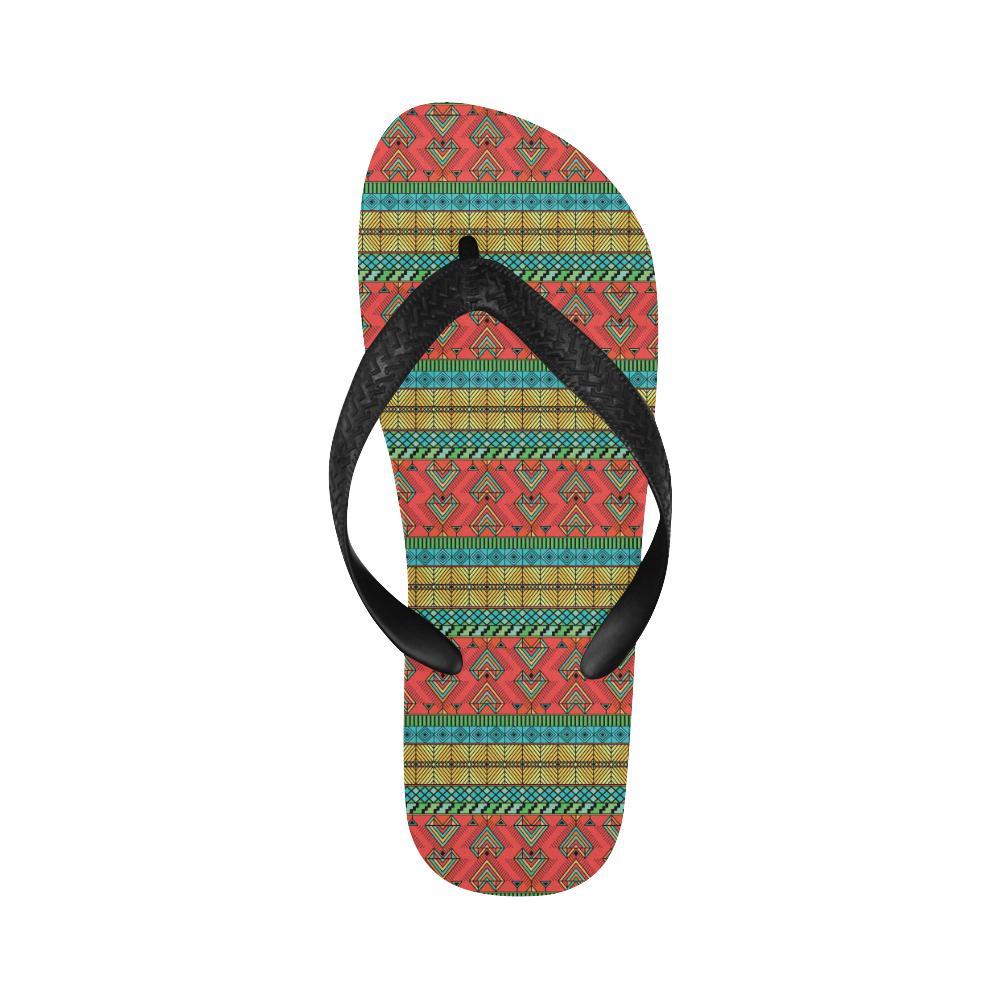 African Colorful Zigzag Print Pattern Flip Flops-JTAMIGO.COM