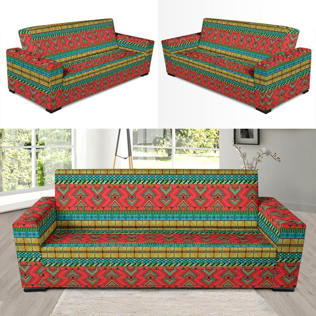 African Colorful Zigzag Print Pattern Sofa Slipcover-JTAMIGO.COM
