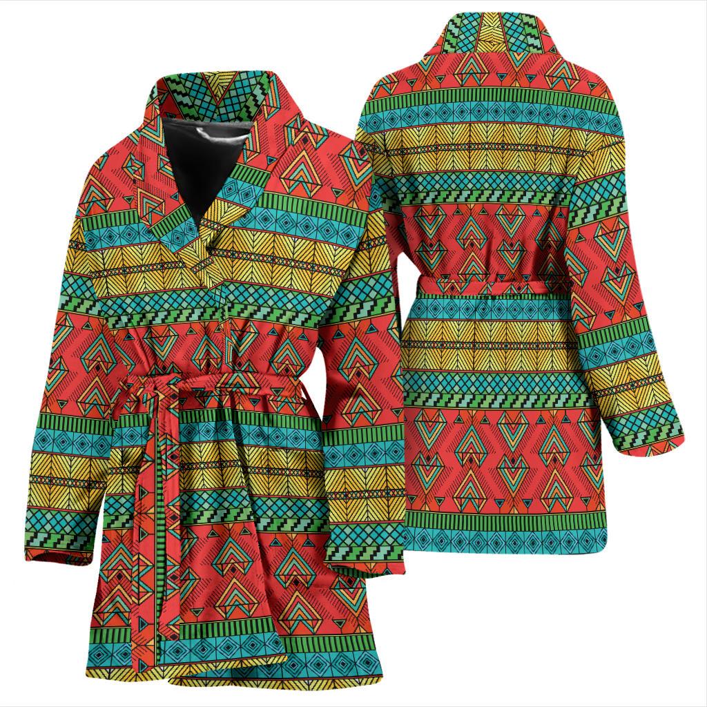 African Colorful Zigzag Print Pattern Women Bath Robe-JTAMIGO.COM