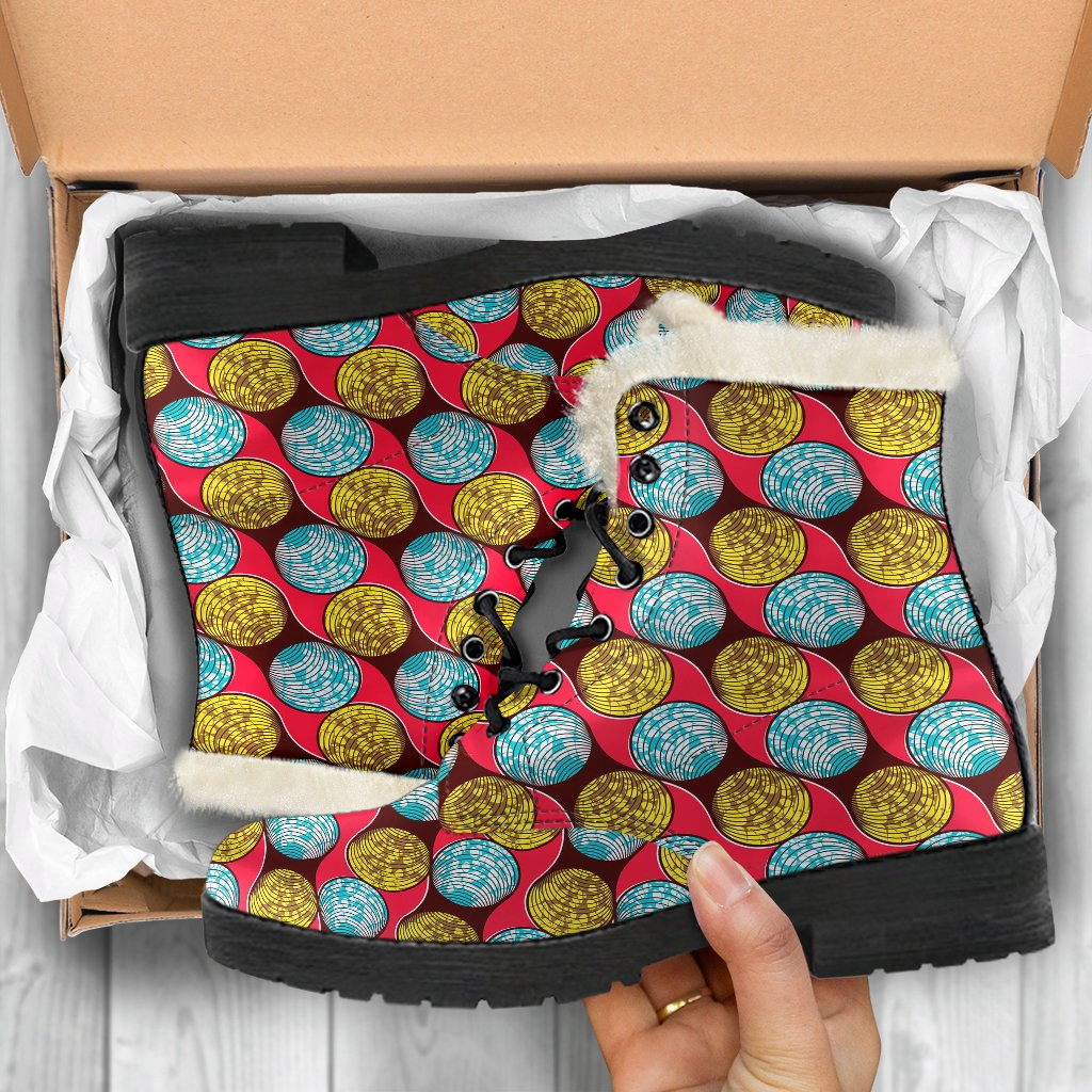 African Fashion Print Pattern Faux Fur Leather Boots-JTAMIGO.COM