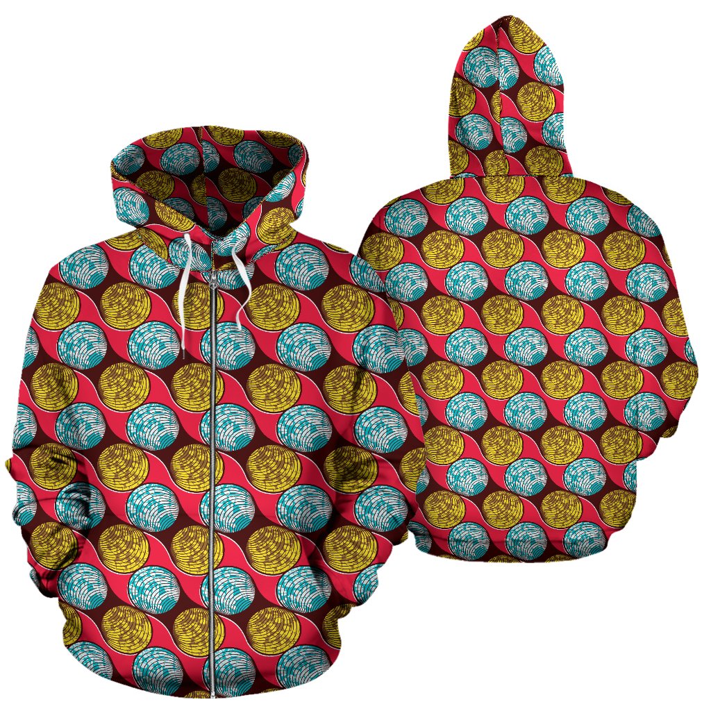 African Fashion Print Pattern Zip Up Hoodie