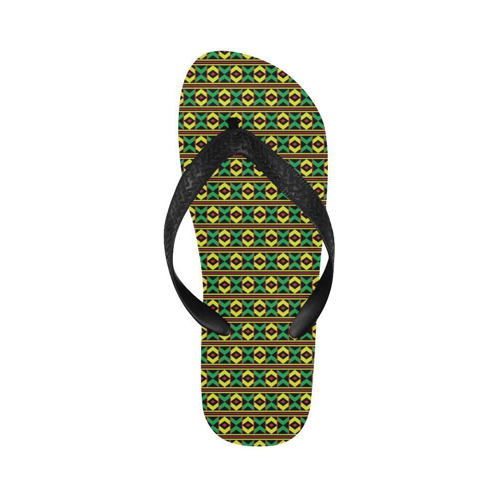 African Geometric Print Pattern Flip Flops-JTAMIGO.COM