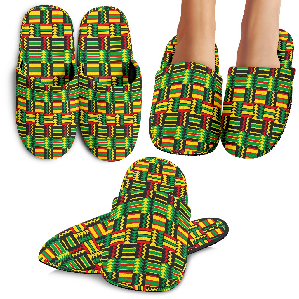 African Zip Zag Print Pattern House Slippers