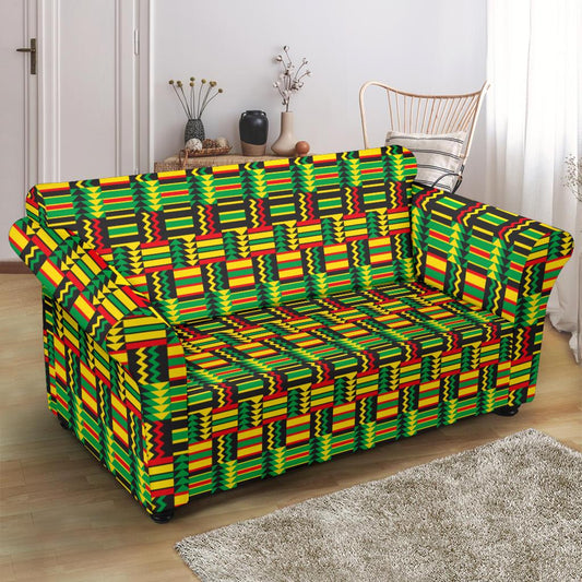 African Zip Zag Print Pattern Loveseat Slipcover-JTAMIGO.COM