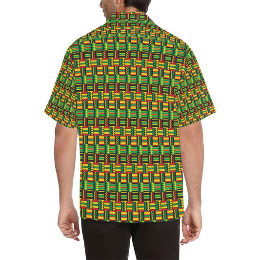African Zip Zag Print Pattern Men Aloha Hawaiian Shirt
