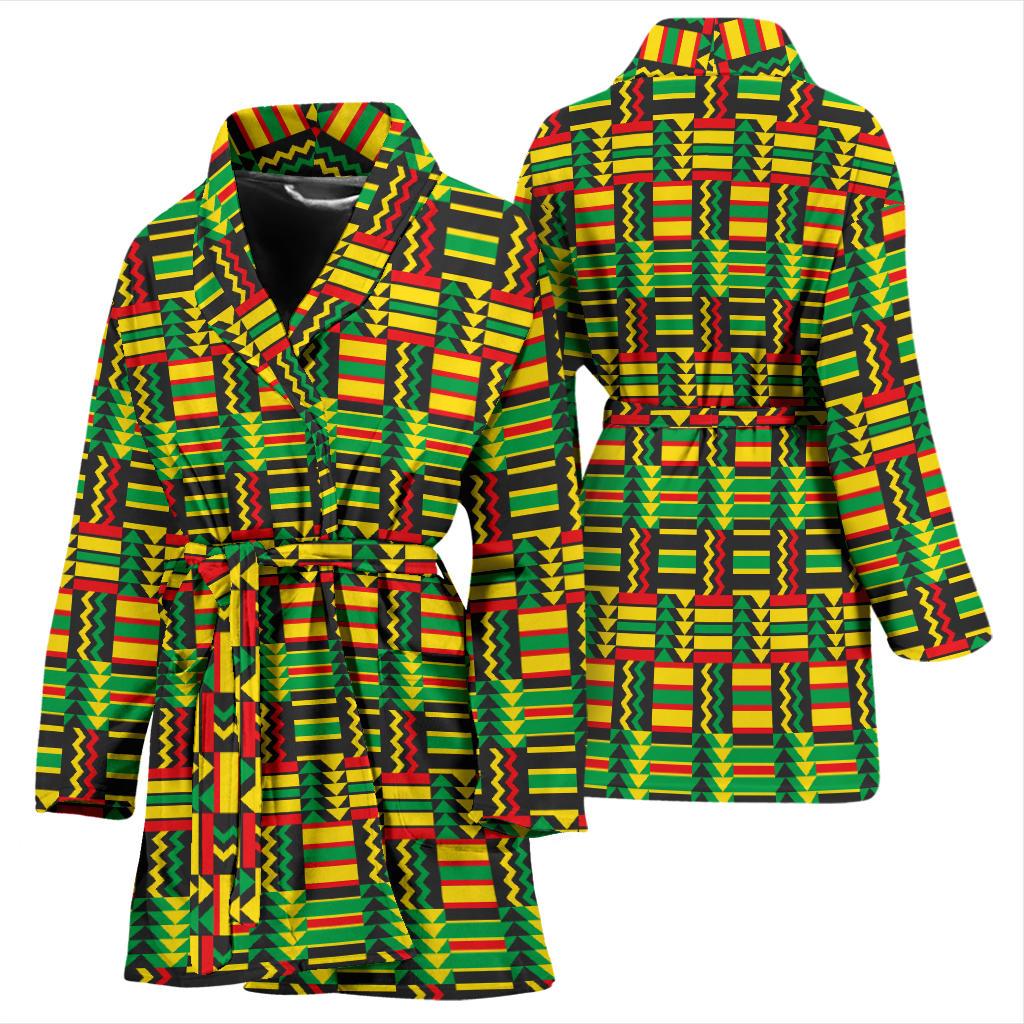 African Zip Zag Print Pattern Women Bath Robe-JTAMIGO.COM
