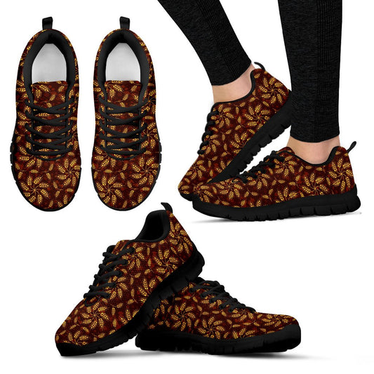 Agricultural Brown Wheat Print Pattern Women Sneakers Shoes