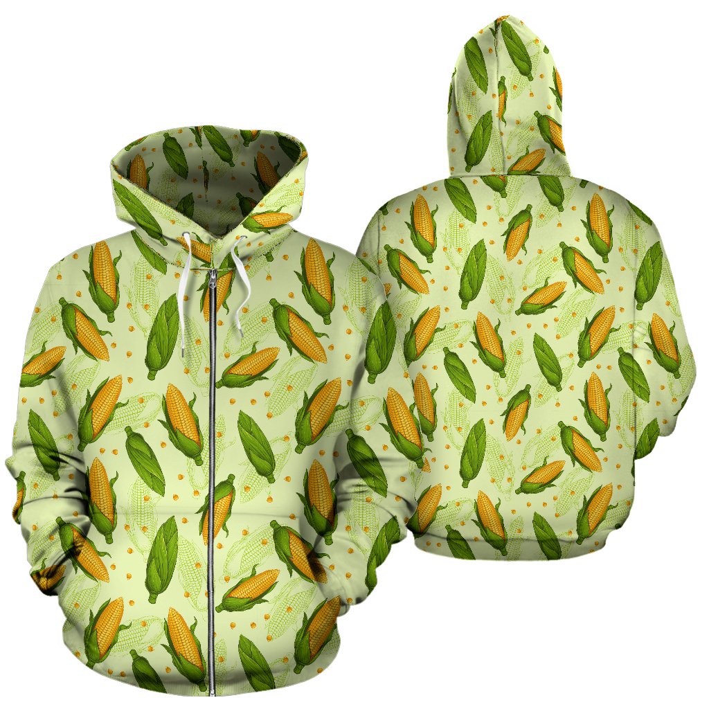Agricultural Fresh Corn Cob Print Pattern Zip Up Hoodie