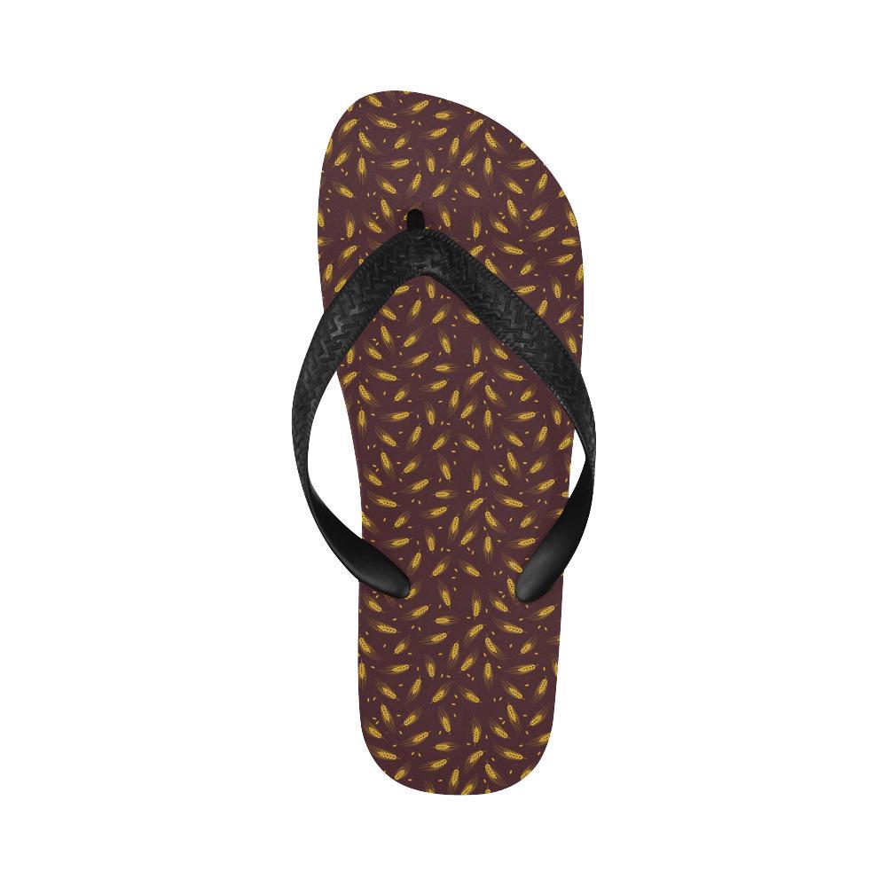 Agricultural Gold Wheat Print Pattern Flip Flops-JTAMIGO.COM