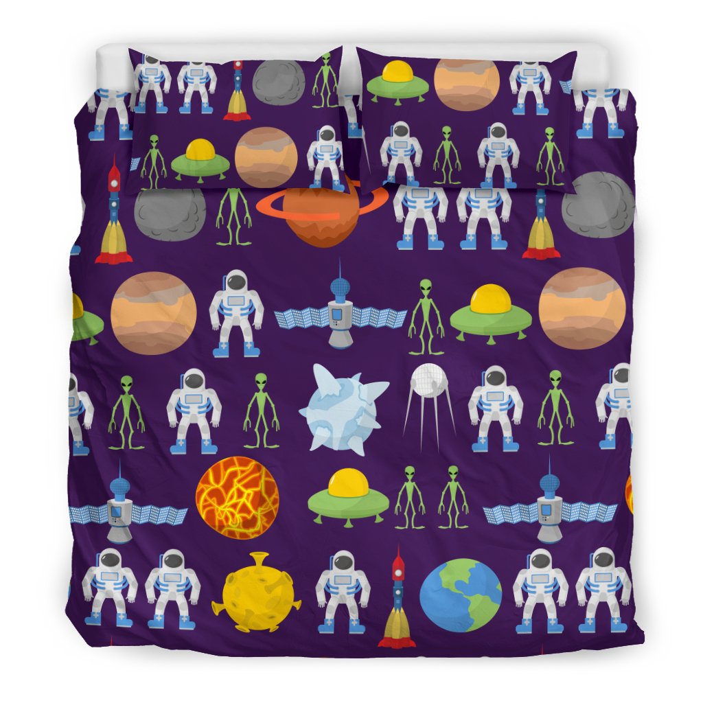 Alien Astronaut Planet Duvet Cover Bedding Set