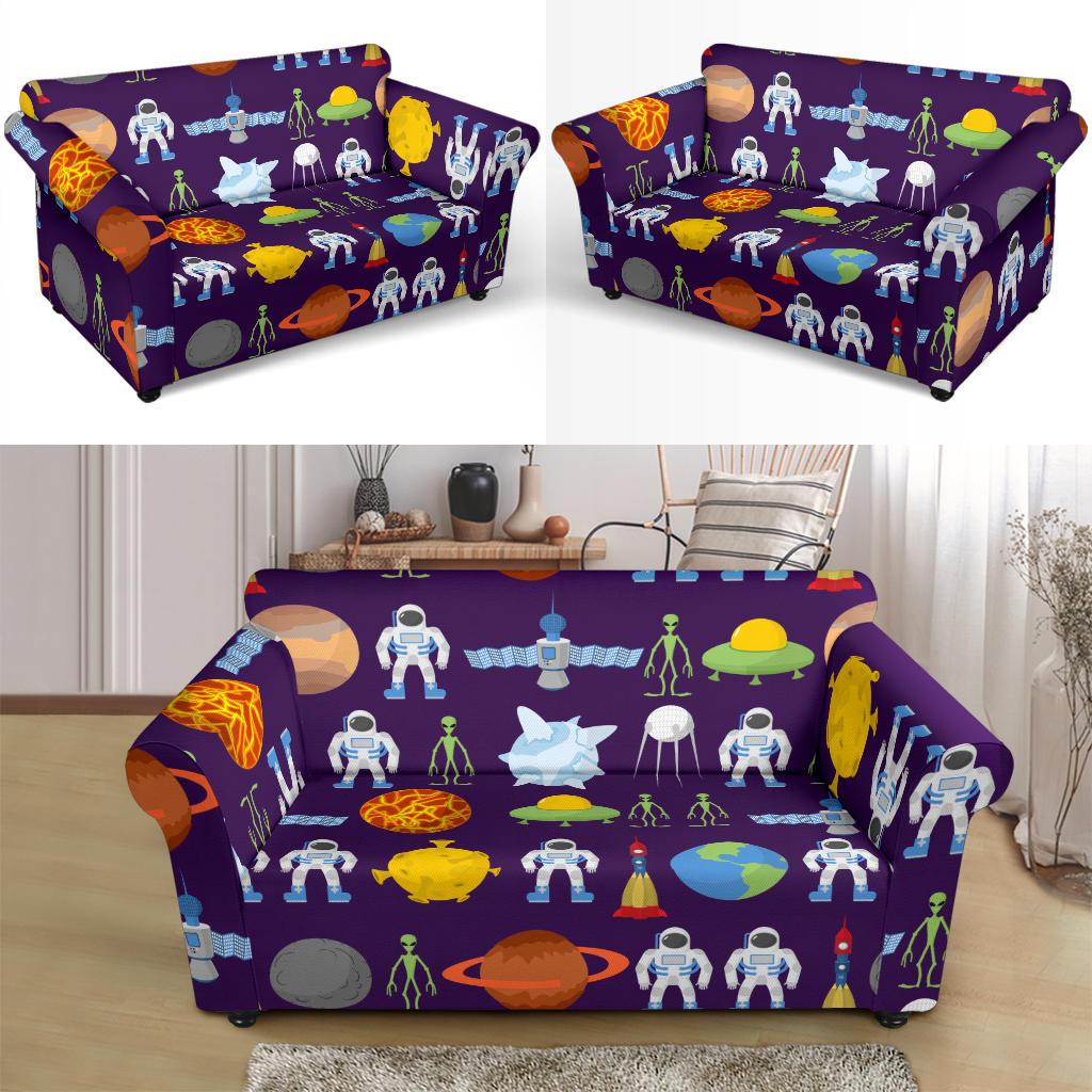 Alien Astronaut Planet Loveseat Slipcover-JTAMIGO.COM