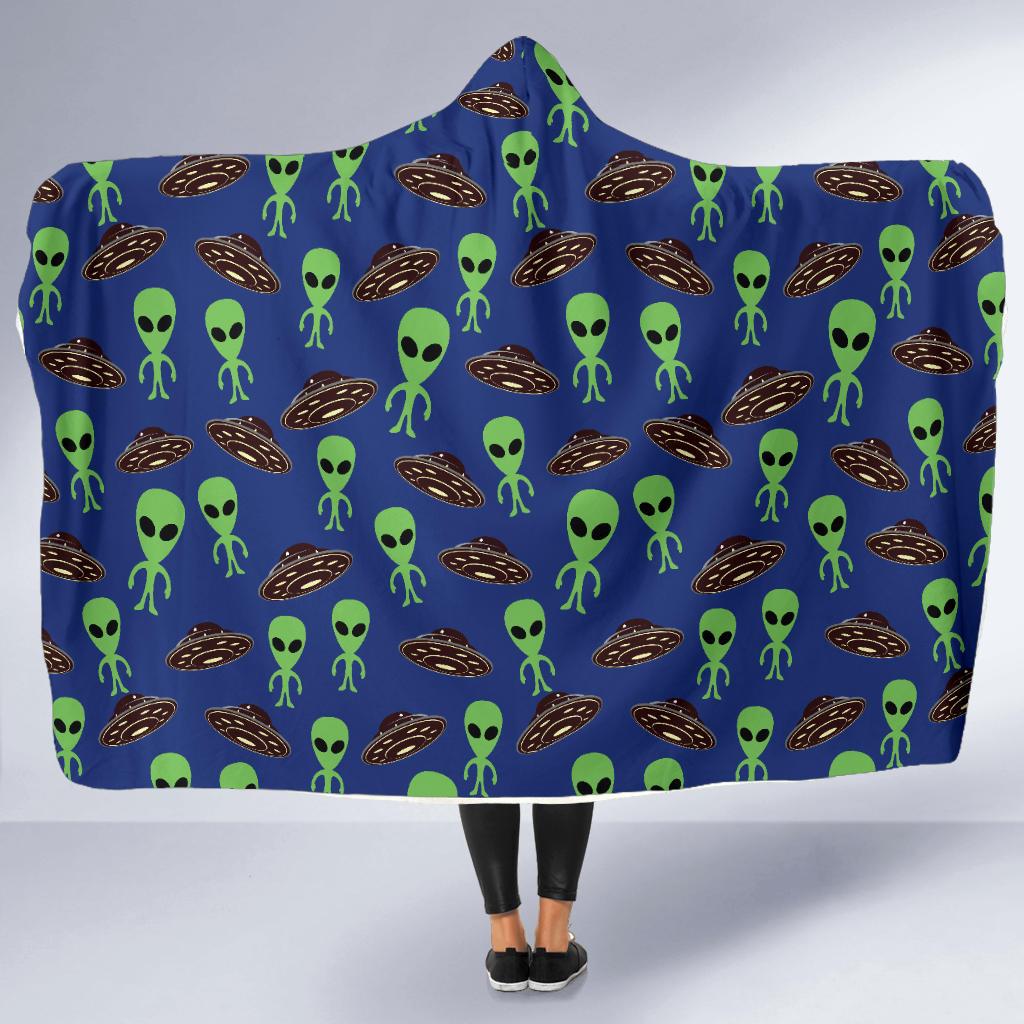Alien Green UFO Pattern Hooded Blanket-JTAMIGO.COM