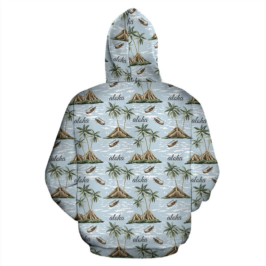 Aloha Hawaii island Design Themed Print Pullover Hoodie