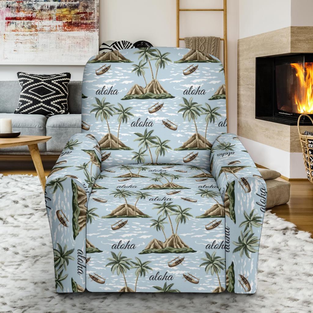 Aloha Hawaii island Design Themed Print Single Sofa Slipcover -JTAMIGO.COM