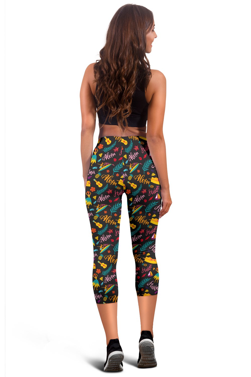 Aloha Hawaii Summer Design Themed Print Women Capris