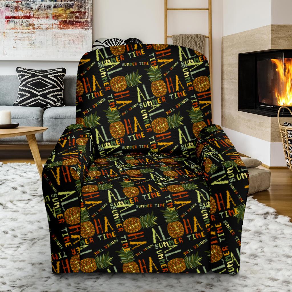 Aloha Hawaii Time Design Themed Print Single Sofa Slipcover -JTAMIGO.COM