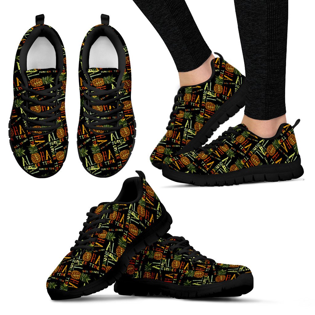 Aloha Hawaii Time Design Themed Print Women Sneakers Shoes