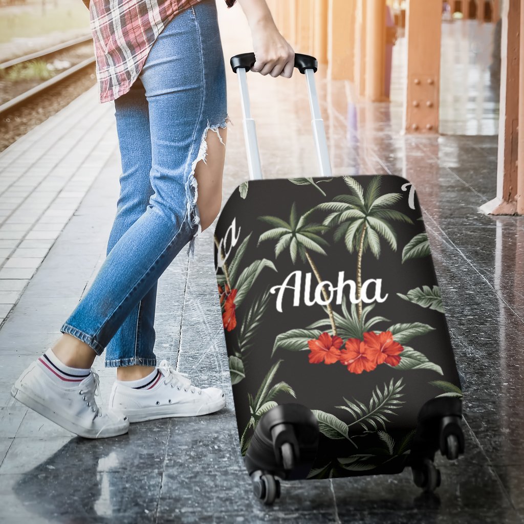 Aloha Palm Tree Design Themed Print Luggage Cover Protector