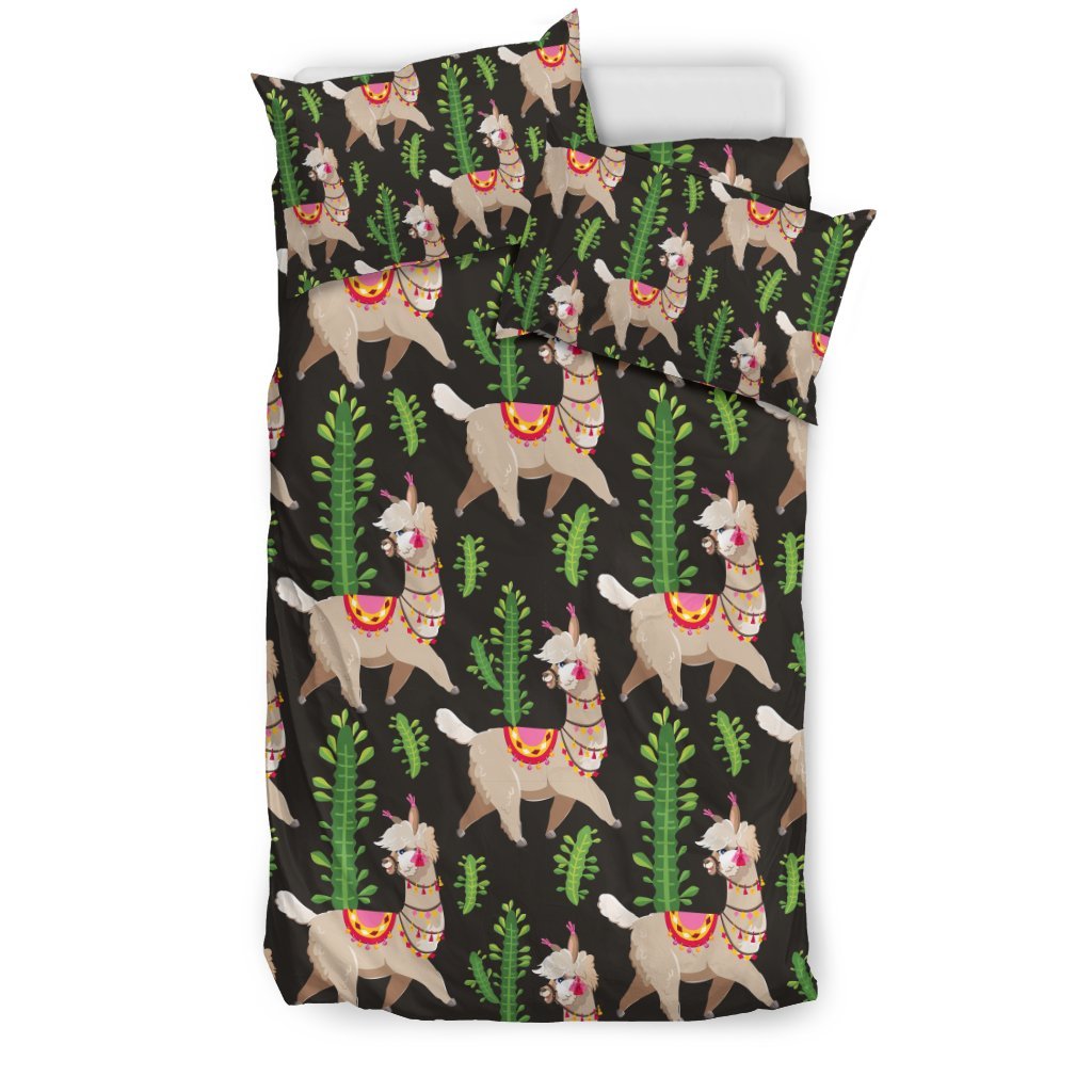 Alpaca Cactus Design Themed Print Duvet Cover Bedding Set