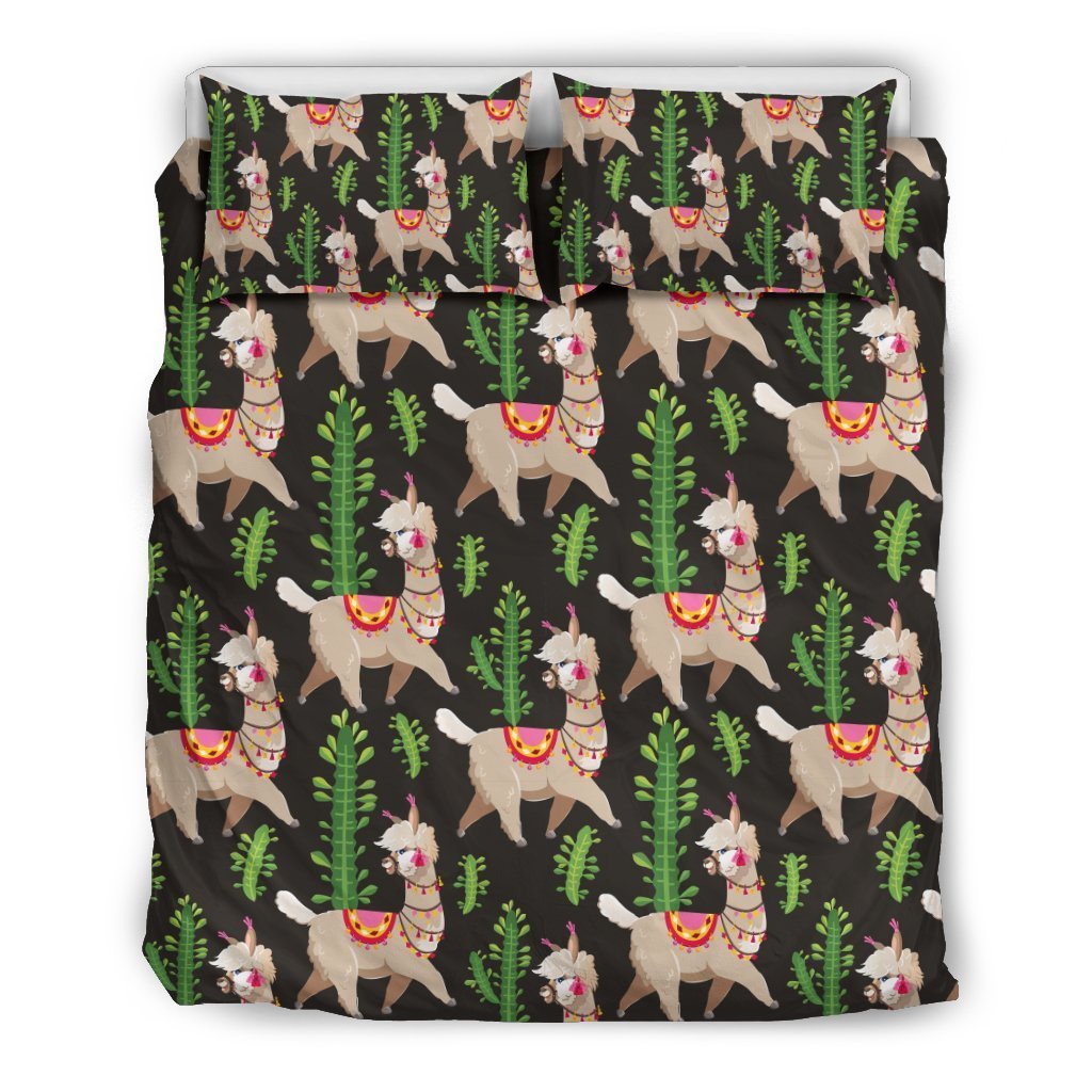 Alpaca Cactus Design Themed Print Duvet Cover Bedding Set