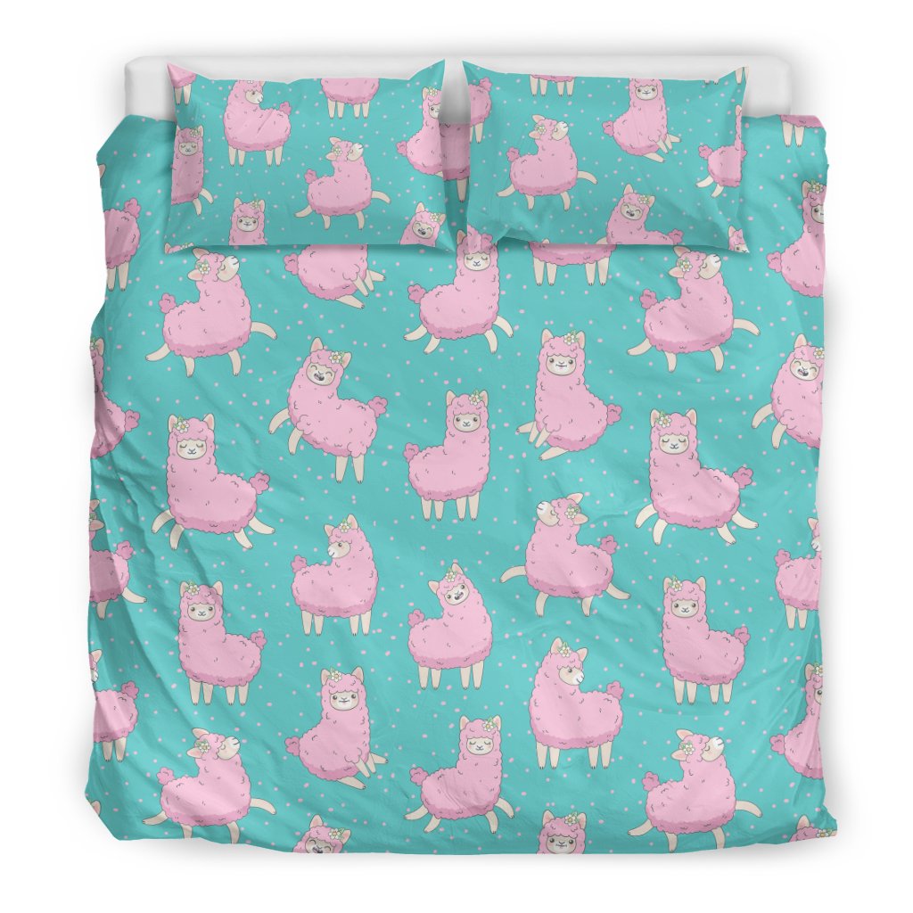 Alpaca Cartoon Design Themed Print Duvet Cover Bedding Set