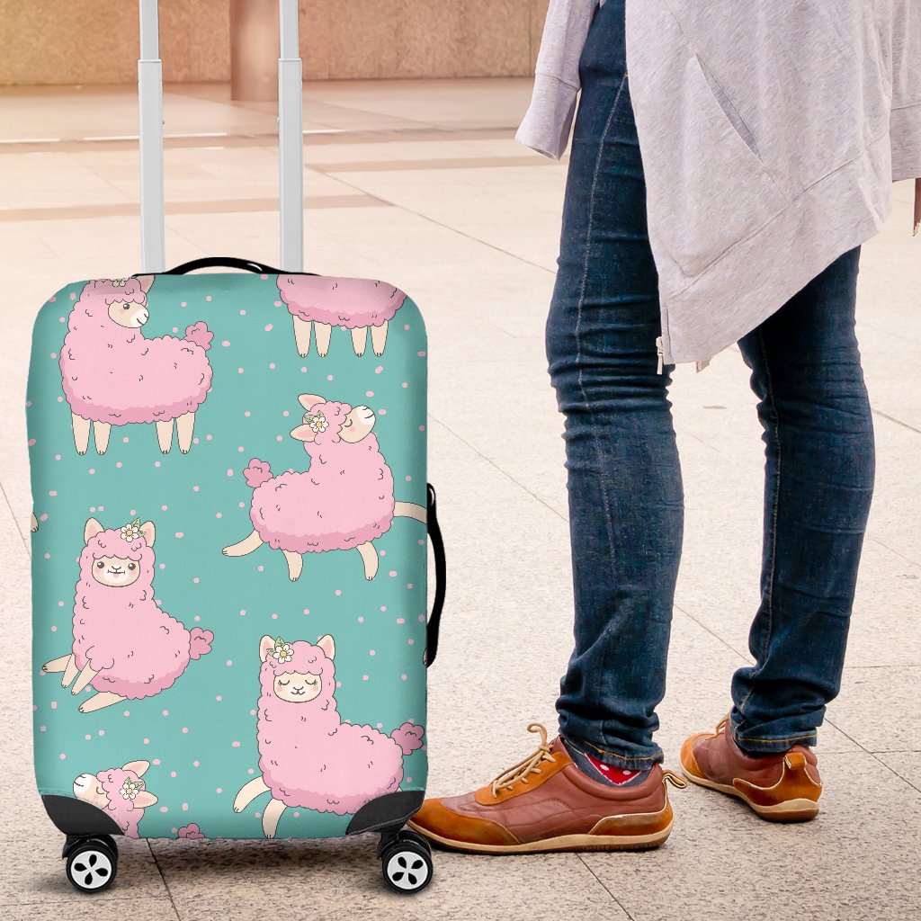 Alpaca Cartoon Design Themed Print Luggage Cover Protector