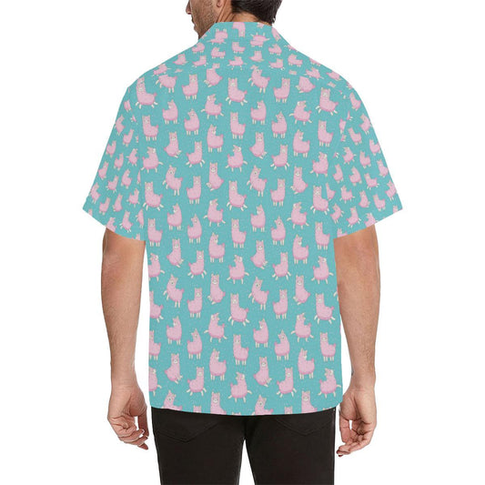 Alpaca Cartoon Design Themed Print Men Aloha Hawaiian Shirt
