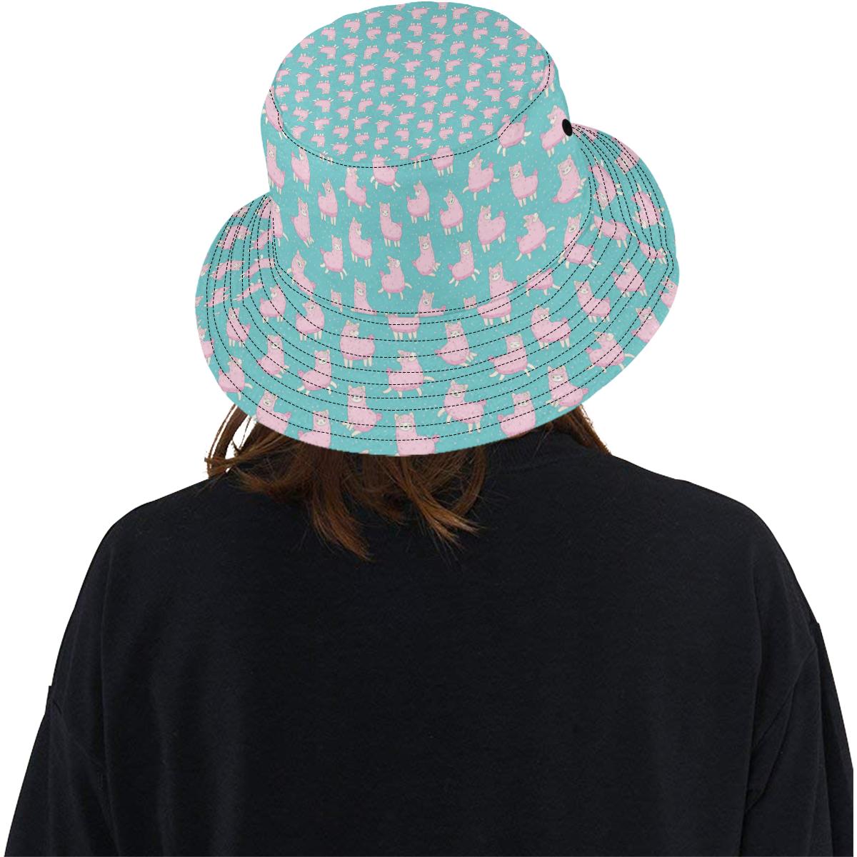 Alpaca Cartoon Design Themed Print Unisex Bucket Hat