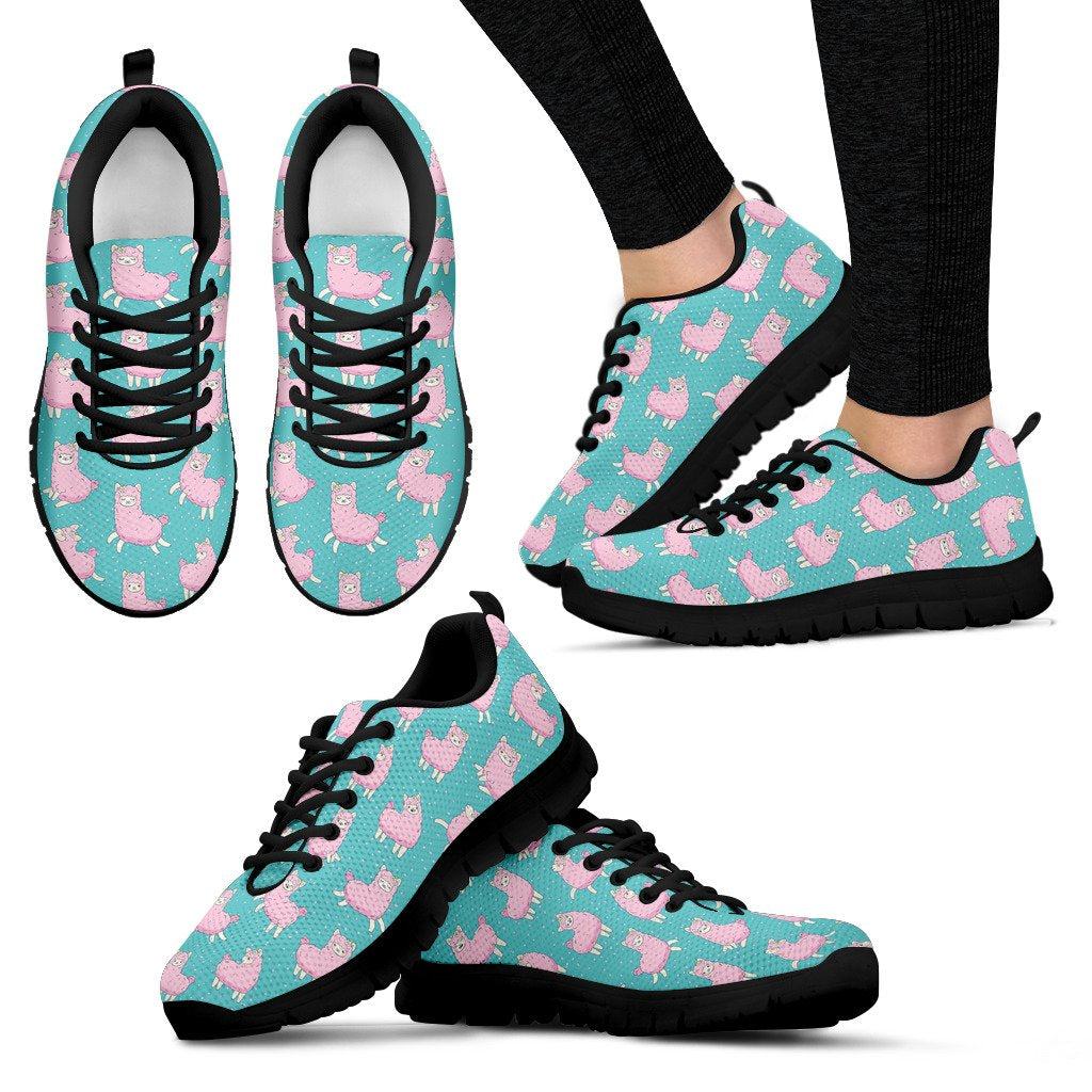 Alpaca Cartoon Design Themed Print Women Sneakers Shoes